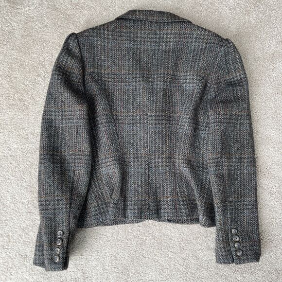 Vintage Ralph Lauren Blazer Womens 12 Houndstooth Wool Equestrian Academia Puff - Picture 3 of 7